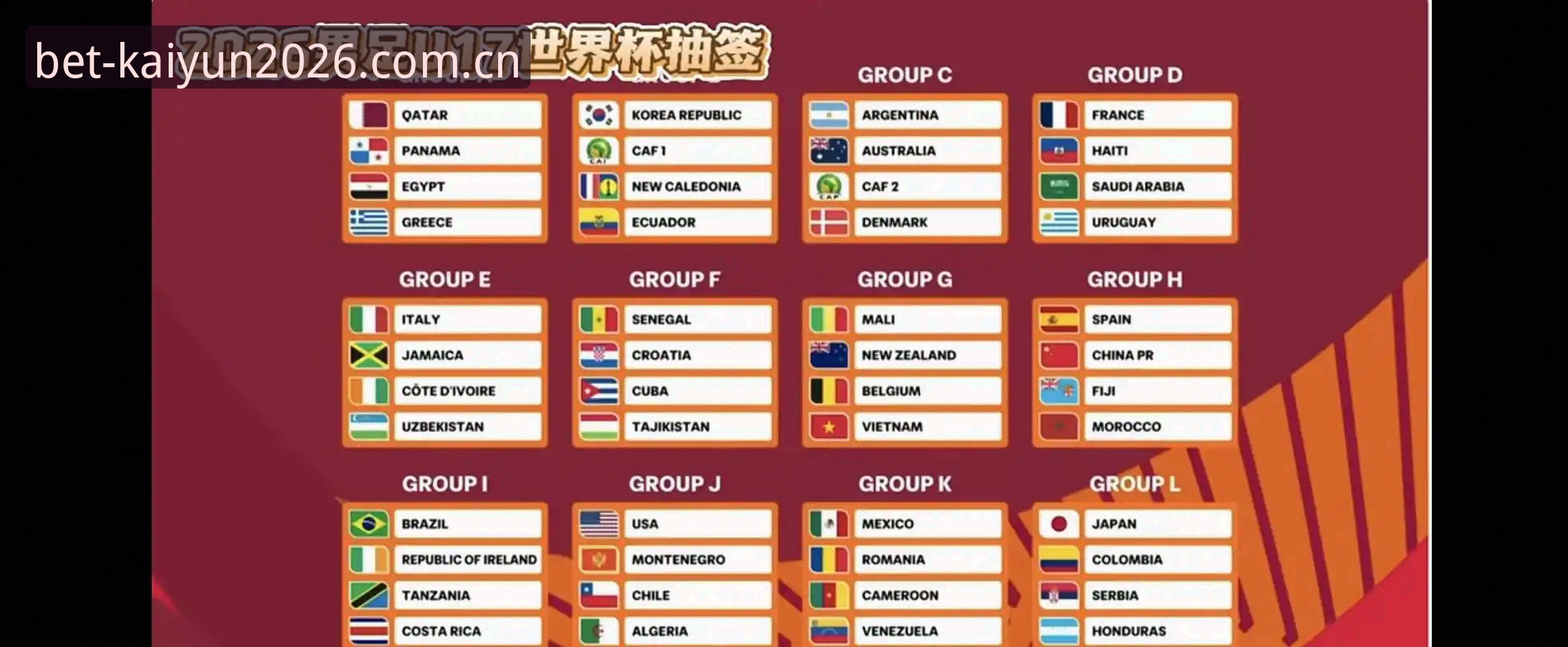U17世界杯抽签结果揭晓，国足与西班牙同组竞逐